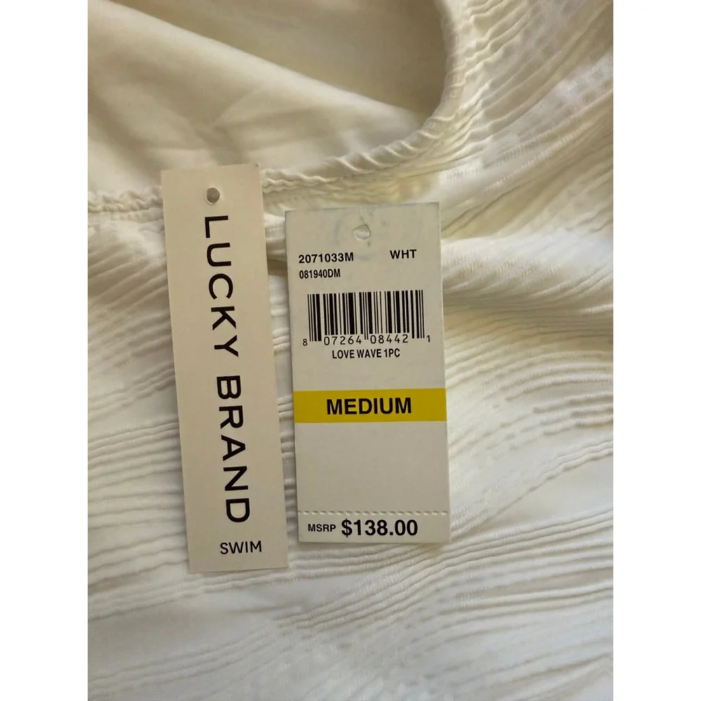 NWT Women's Lucky Brand White Textured One Piece Swimsuit Medium - Picture 5 of 5
